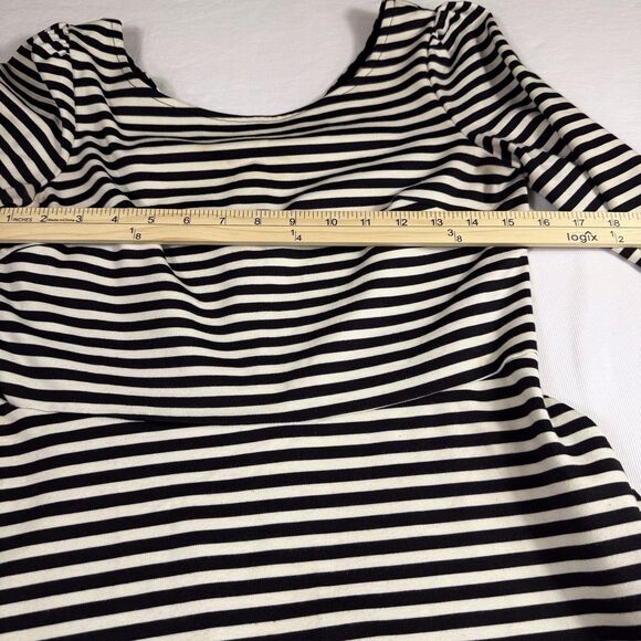 Pixley Dress Medium Kathy Striped‎ Fit & Flare Black Cream Skater Black White - Picture 13 of 15